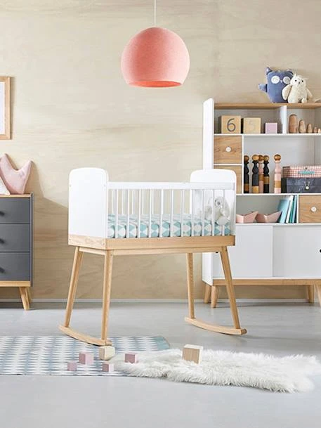 Berceau à Barreaux LIGNE CONFETTI Blanc/bois - Vertbaudet 2 Berceau à Barreaux LIGNE CONFETTI Blanc/bois - Vertbaudet – Image 2