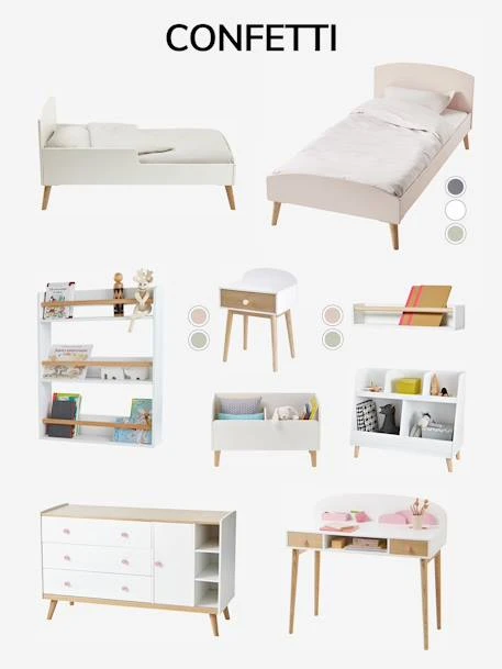 Berceau à Barreaux LIGNE CONFETTI Blanc/bois - Vertbaudet 4 Berceau à Barreaux LIGNE CONFETTI Blanc/bois - Vertbaudet – Image 4