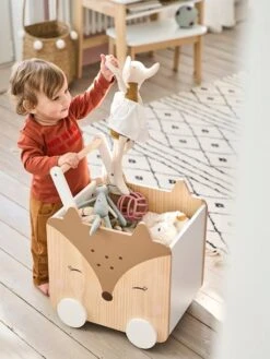 Coffre à Roulettes Biche Blanc - Bois - Vertbaudet -Maison coffre a roulettes biche 3