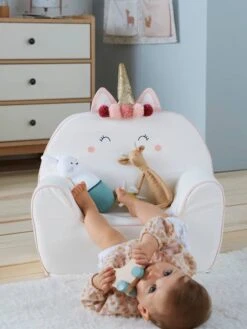 Fauteuil En Mousse Personnalisable Licorne Blanc - Vertbaudet -Maison fauteuil en mousse personnalisable licorne 3