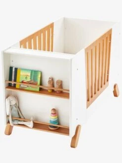 Lit Bébé Avec Barrière Amovible + Rangement Bibliothèque LIGNE PIROUETTE Blanc - Vertbaudet -Maison lit bebe avec barriere amovible rangement bibliotheque ligne pirouette 3