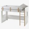 Lit Mezzanine Mi-hauteur Enfant LIGNE EVEREST Blanc/bois - Vertbaudet
