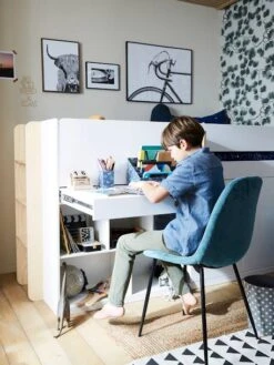 Maison 39 Lit Mi Hauteur Avec Bureau Coulissable Combiné CAMELEO Blanc Mate - Vertbaudet