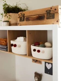 Lot De 2 Paniers En Corde à Pompons Beige - Vertbaudet -Maison lot de 2 paniers en corde a pompons 3