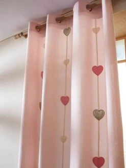 Rideau Tamisant Guirlande Coeurs Rose - Vertbaudet -Maison rideau tamisant guirlande coeurs 3