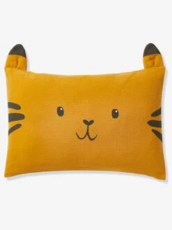 Taie D'oreille Bébé En Gaze De Coton Tigre HANOÏ Jaune Moyen Uni Avec Decor - Vertbaudet