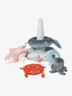 Tour à Empiler En Tissu SOUS L'OCÉAN Gris - Vertbaudet -Maison tour a empiler en tissu sous locean 2